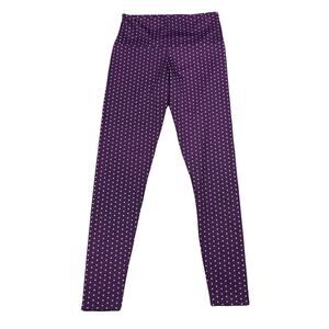ONZIE Purple Aubergine Polka Dot High Rise Ankle Leggings Yoga Flow M/L Stretch